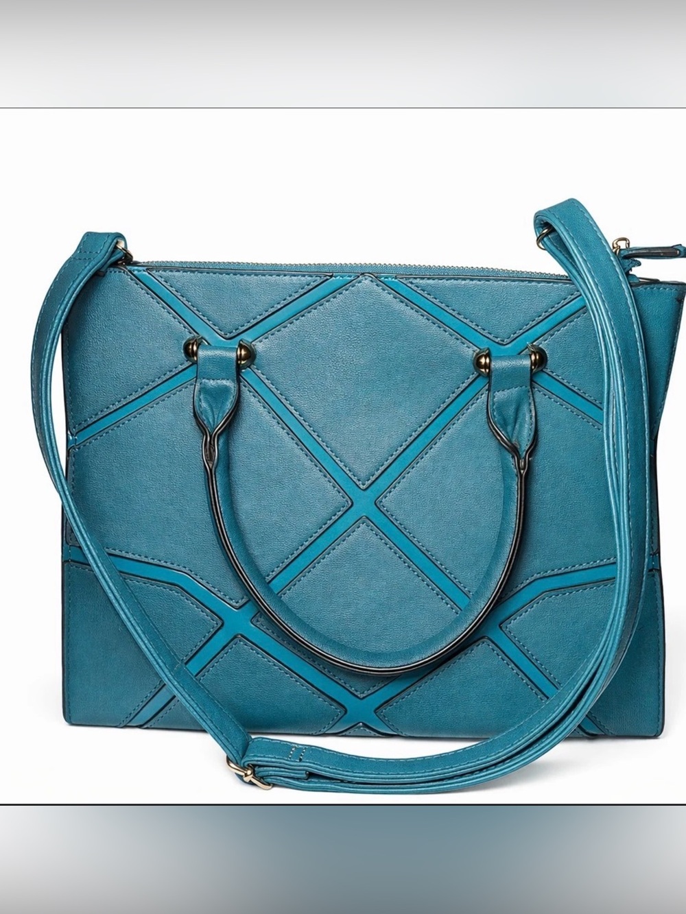 Teal Geo-Panel Women's Shoulder Bag